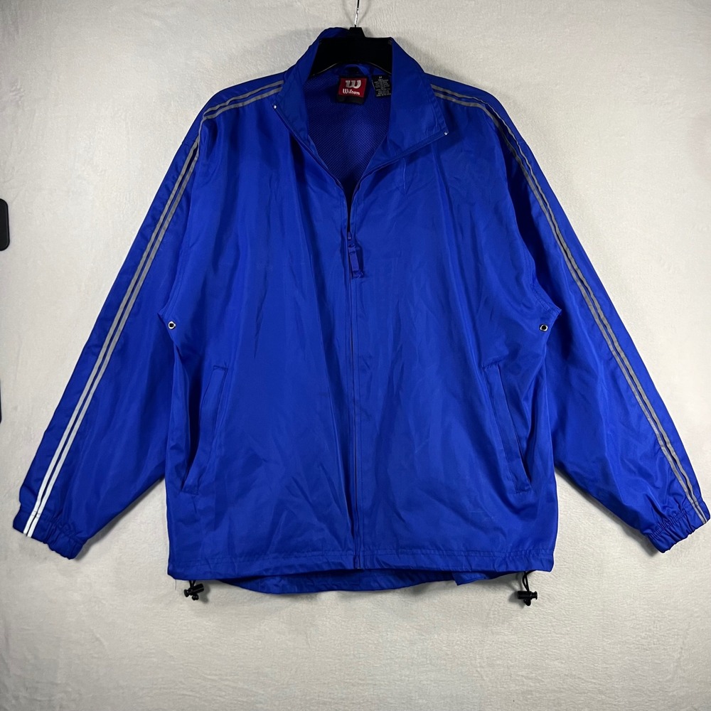 Wilson Blue Track‎ Jacket Zip Up Athletic Windbreaker Mens Size M